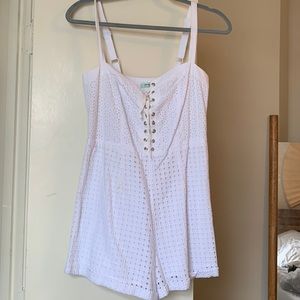 Eyelet white lace up romper
